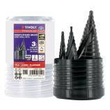 3 TiAlN coated HSS step drill bits Ø 4 to 37 mm 