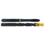 Taraud machine et Foret Multi-applications [HSS-GUN-DIN371-6H] + [HSS-TiN-DIN338-Affûtage en croix-Queue 3 méplats] TECHNIC (Etui plastique)