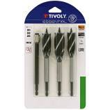 4 pieces - 3 wood drill bits with 4 cutting edges Ø 20 to 25 mm + 1 extension 