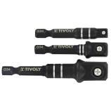 3 adaptadores hexagonales de 6,35 mm IMPACTO para llaves de vaso cuadradas H 1/2"- 1/4'' - 3/8" 
