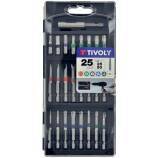 25 piezas - 24 puntas largas especiales para tornillos de seguridad con anillas + 1 portapuntas 