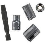 5 pieces - 4 sockets Ø 6 to 13 mm + 1 x 6.35 mm hex. socket holder > 1/4" 