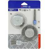 4 piezas: 3 cepillos metálicos + 1 adaptador SDS+ 