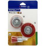 3 pièces : brosses nylon pour le bois Ø 24 - 65 - 75mm 