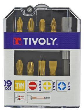 9 pièces -8 embouts revêtus TiN + 1 porte-embout magnétique 