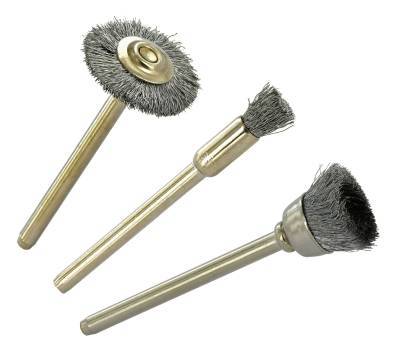 3 Mini-Brosses Acier (pinceau, coupe, circulaire) 