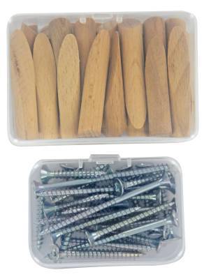 Kit d'accessoires d'assemblage : 30 tourillons obliques et 30 vis PZ2 