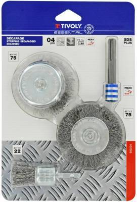 4 pièces : 3 brosses pour métal + 1 adaptateur SDS+ 