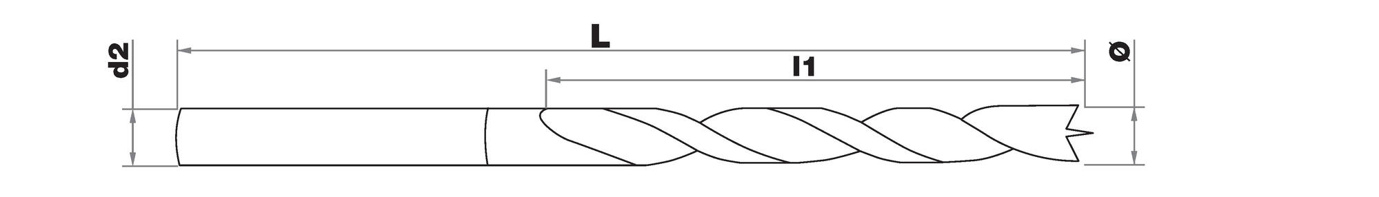 Foret bois 3 pointes L250mm -Queue cylindrique TECHNIC (Etui plastique)