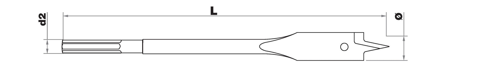 Flat wood bit - Hexagonal shank - Reinforced body TECHNIC (Blister)