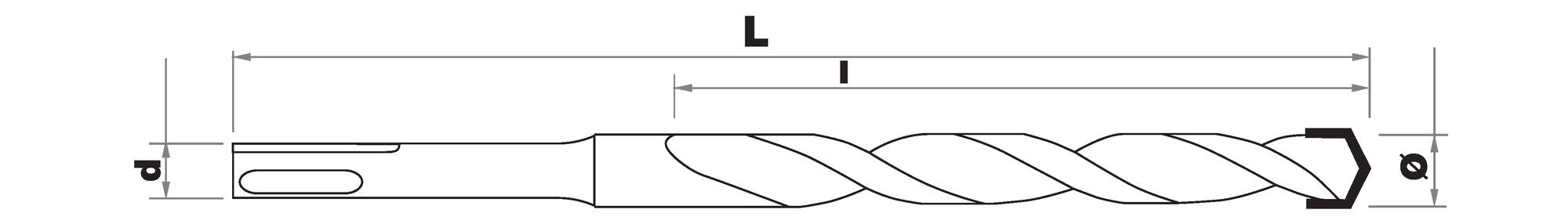 SPEEDER2 concrete drill bit with 2 cutters - L460 mm - Centring tip - Quadruple flute - SDS+ TECHNIC (Hanging SDS clip)