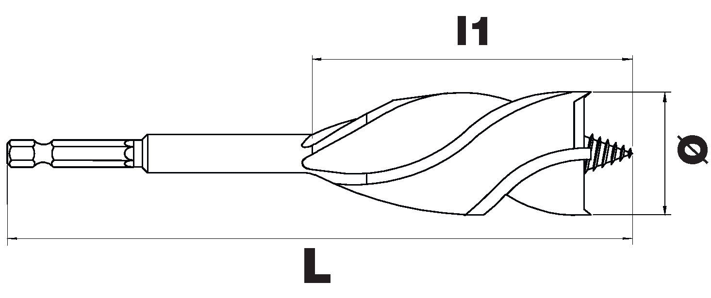 Broca para madera de 4 cortes -Mango hexagonal ESSENTIAL (Blíster)