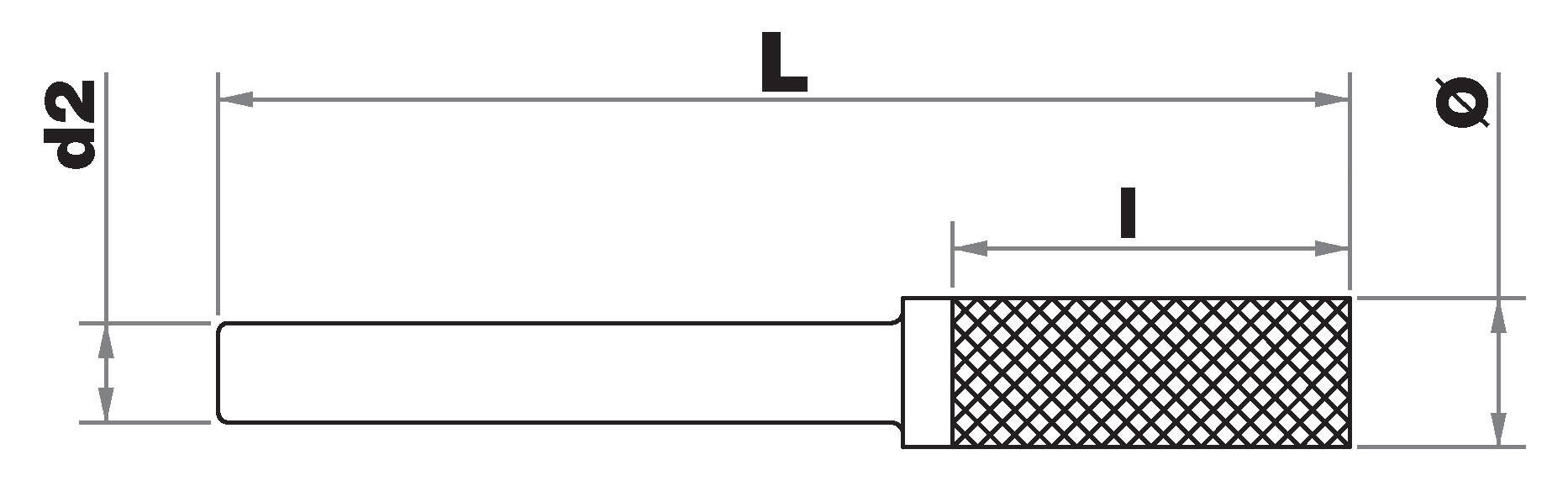 Carbide rotary burr Cylindrical, rounded, Normal teeth Chip-breaker D shaped TECHNIC (Hanging box)